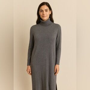 Banana Republic Turtleneck Sweater Dress XS Gray Wool Cashmere‎ Preppy